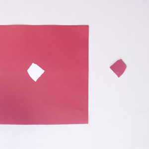 Obra de arte sobre papel gofradro. Pieza única de color rosa hecha con pigmetos. Le acompaña una pieza de plásatico que es el molde del gofrado